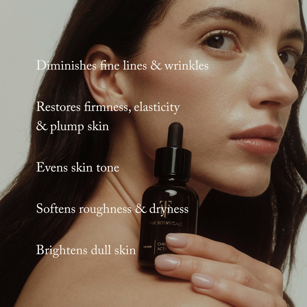 True Botanicals ingredient flatlay with chebula and plant antioxidants benefit
