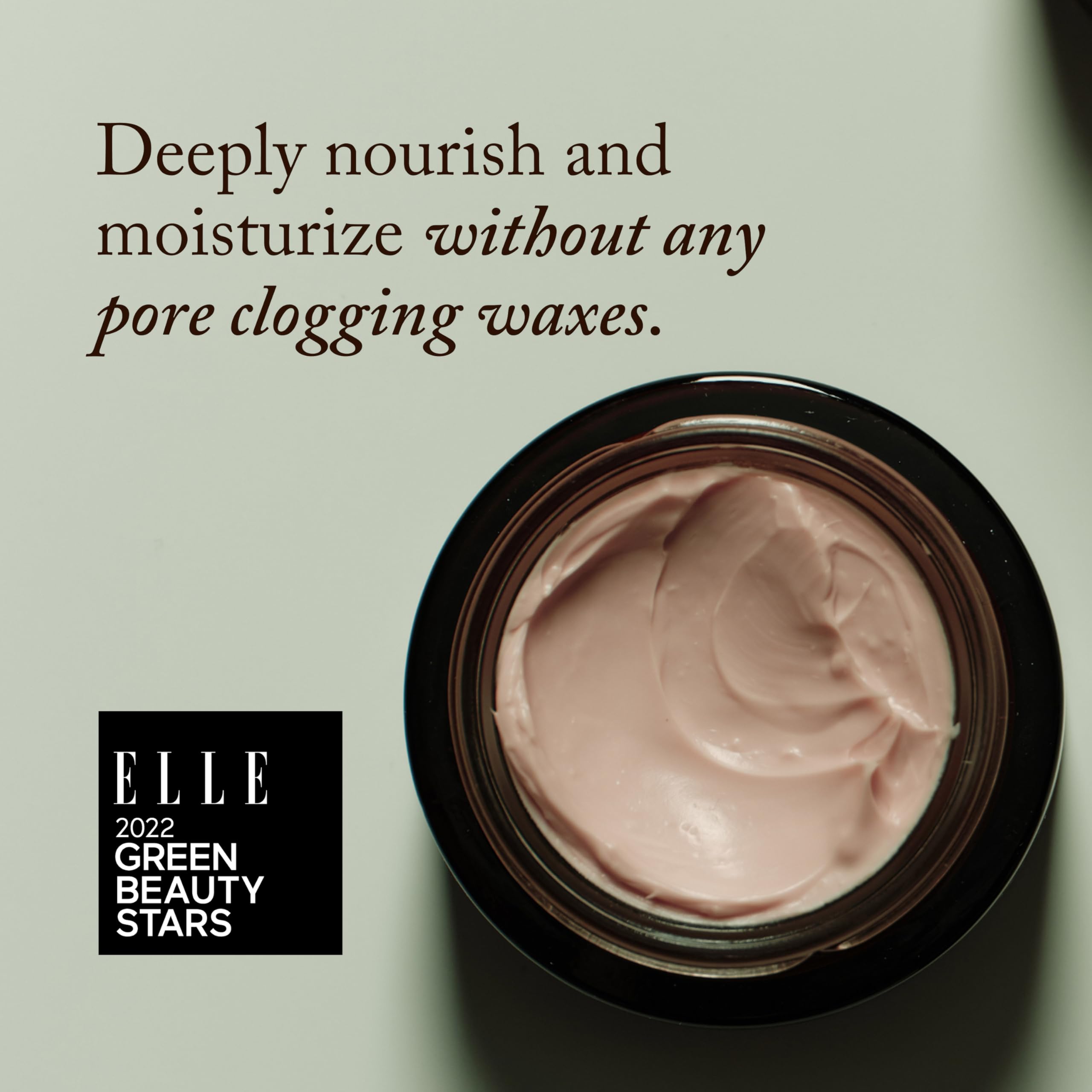 True Botanicals cream swatch texture highlighting smooth, hydrating finish for plumped skin