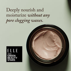 True Botanicals cream swatch texture highlighting smooth, hydrating finish for plumped skin