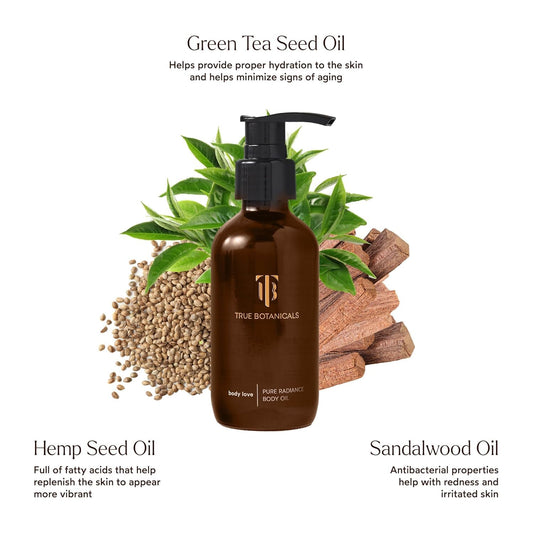 True Botanicals dropper pouring oil illustrating controlled application and nourishment