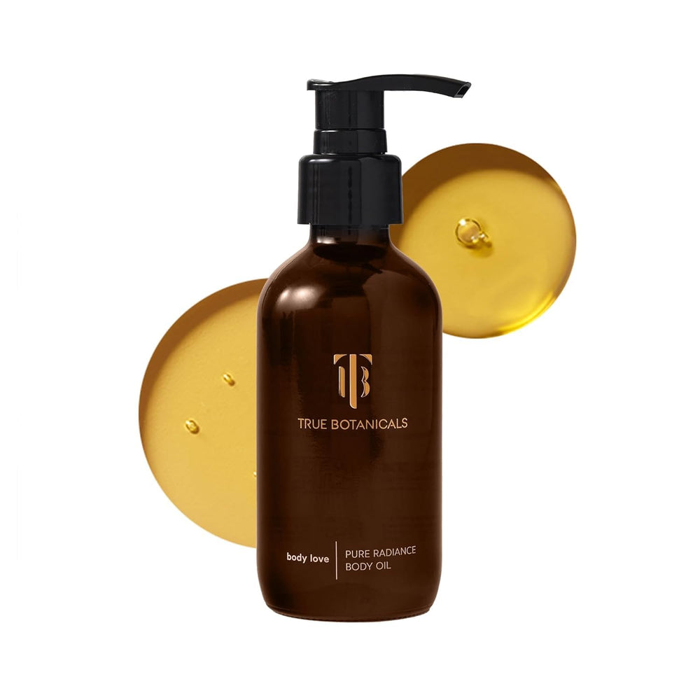 True Botanicals bottle front view showing sleek packaging and radiance benefit
