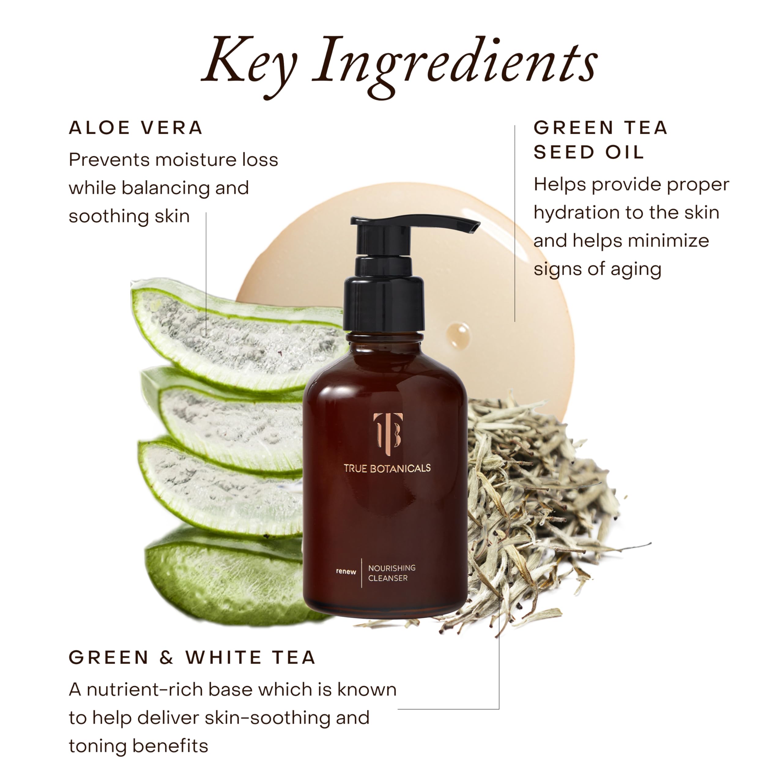 True Botanicals cleanser in hand demonstrating gentle application benefit