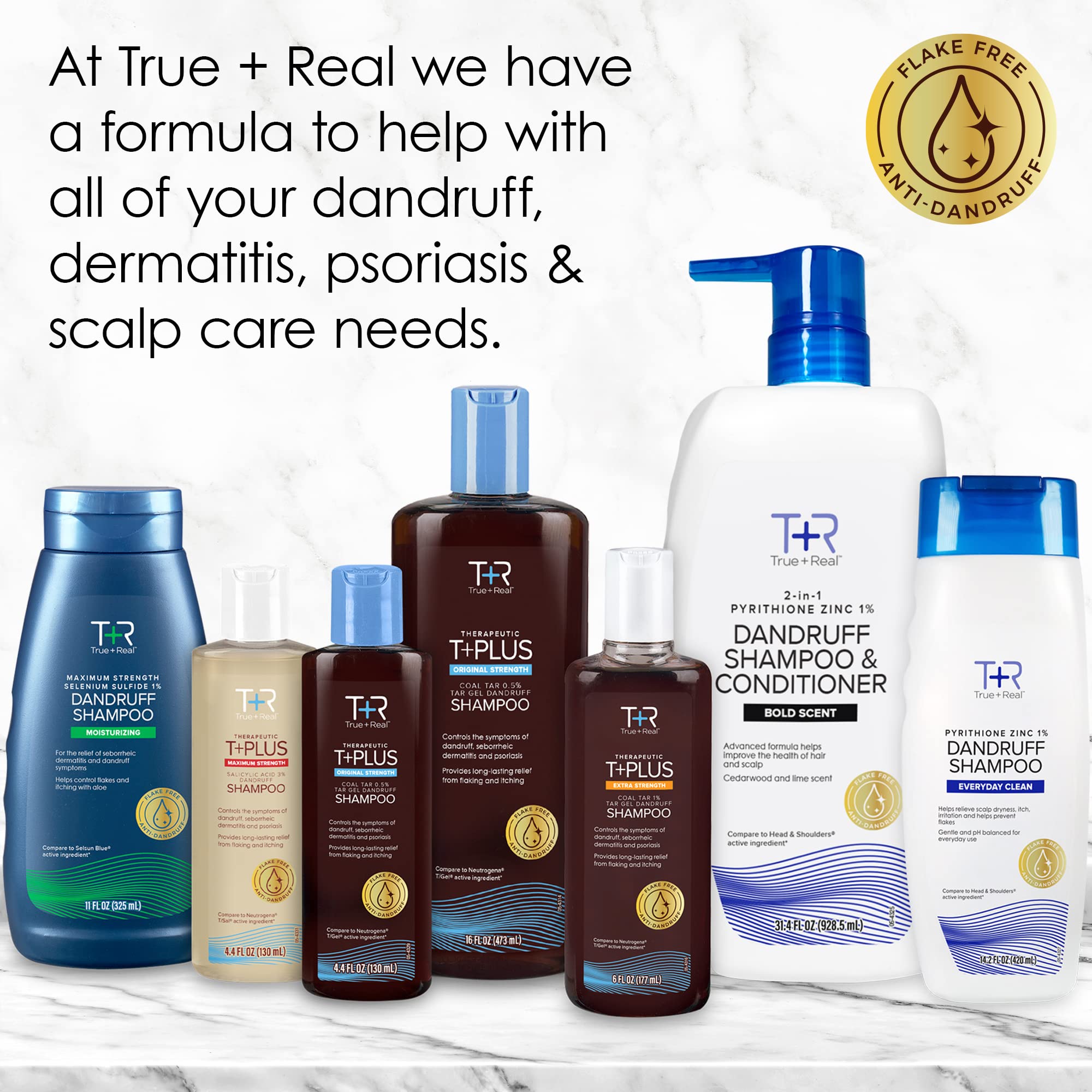 True+Real fragrance-free icon detail signaling gentler option for sensitive scalps