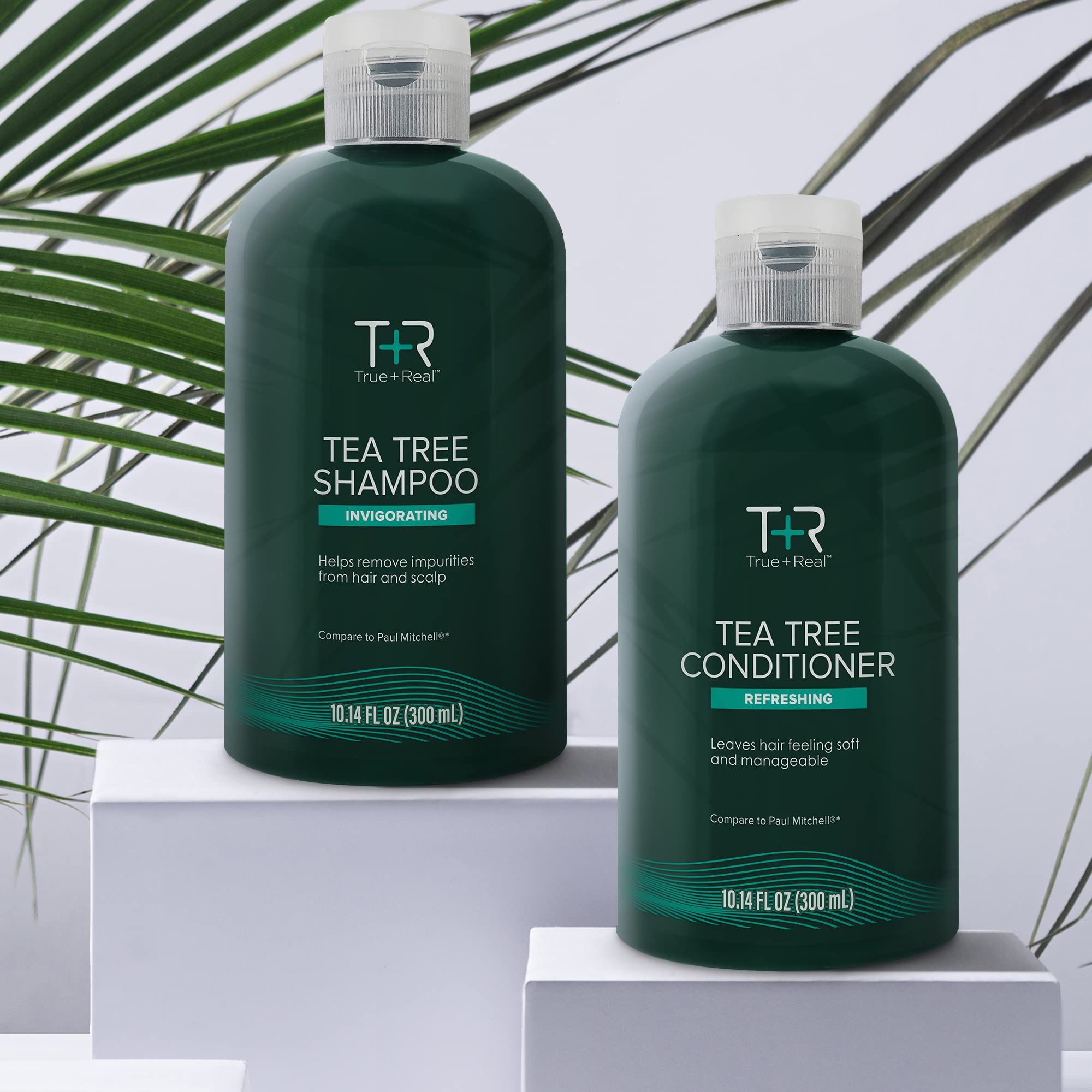 True+Real ingredient label close-up, shows tea tree, aloe, peppermint benefits
