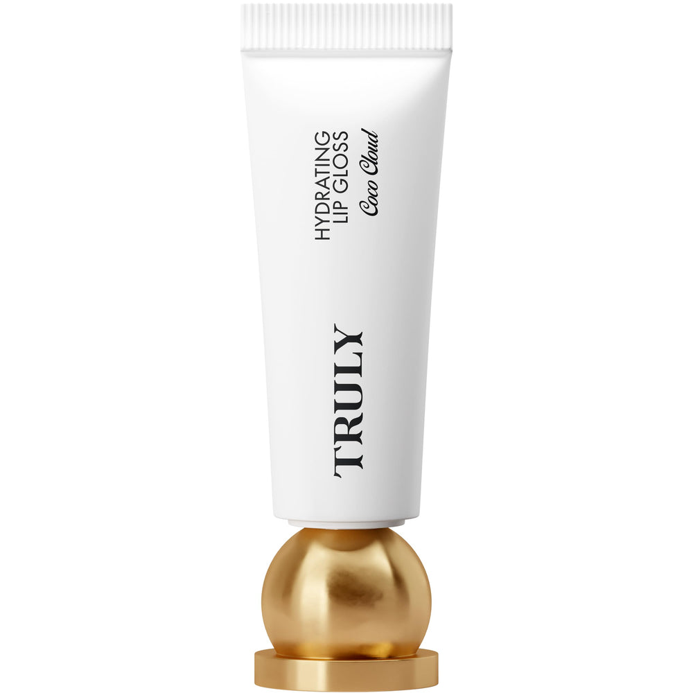 Truly front packaging showing glossy tube and clear shimmer for instant shine