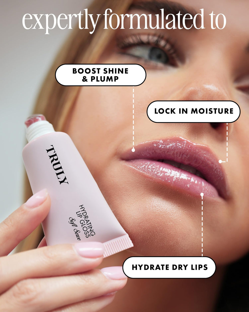 Truly texture swipe showing glossy formula and hydrating smooth finish