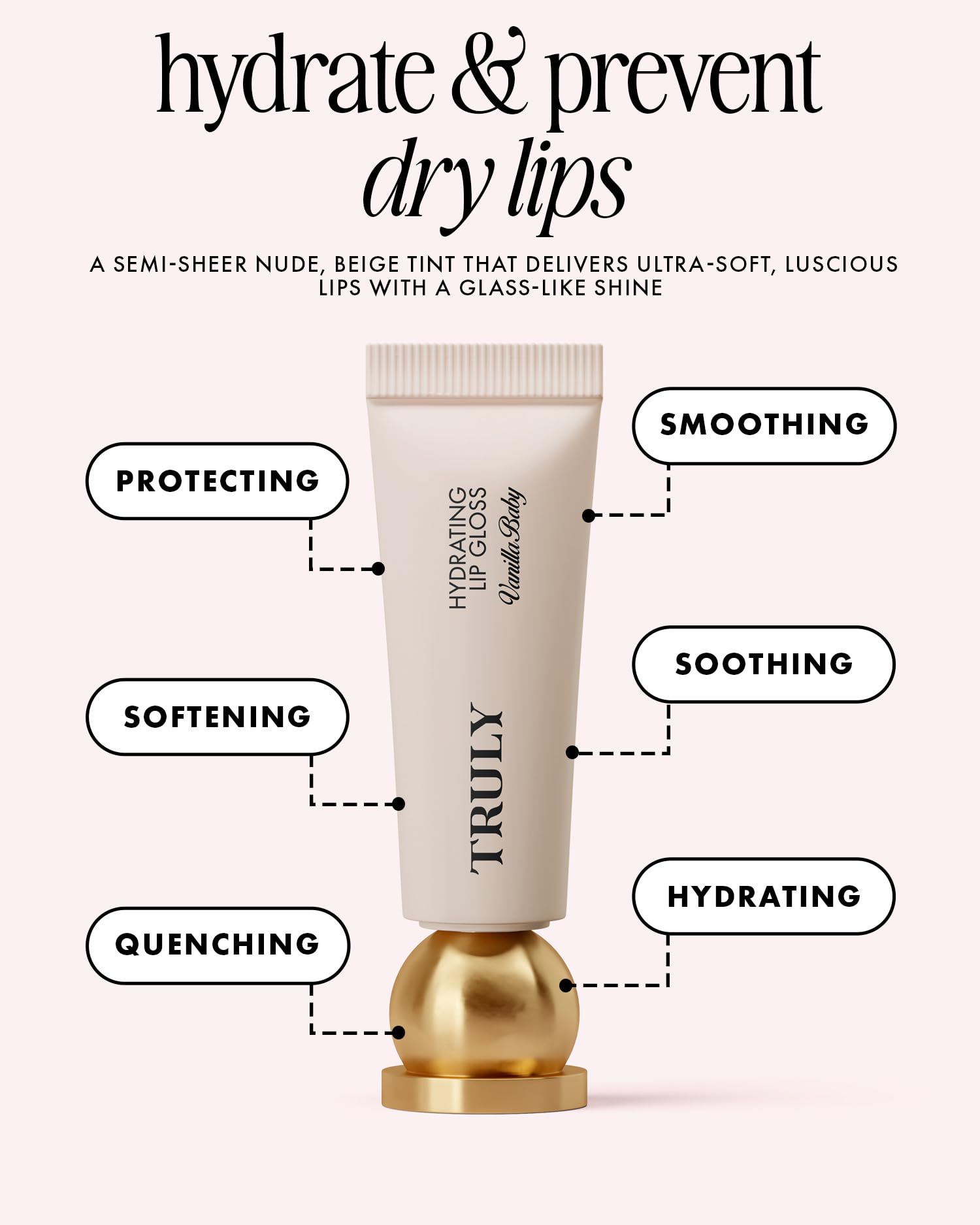 Truly Vanilla Baby applicator closeup illustrating smooth, non-sticky glide benefit