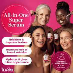 TruSkin bottle label closeup highlighting active ingredients and claims