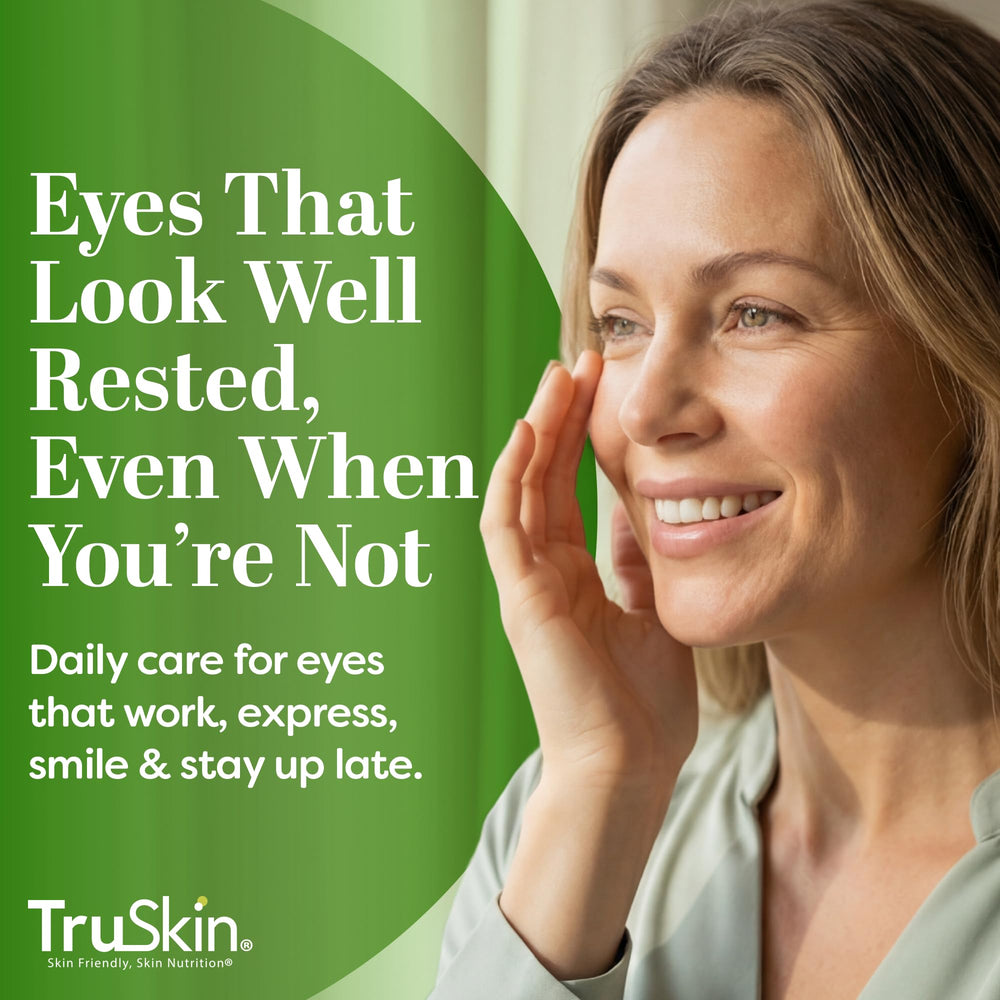 TruSkin packaging label close-up listing peptides and hyaluronic acid