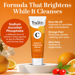 TruSkin bottle pump and readable label emphasizing easy dispensing and ingredient highlights