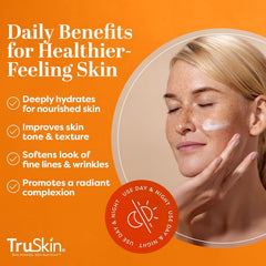 TruSkin moisturizer on hand demonstrating creamy consistency and instant hydration