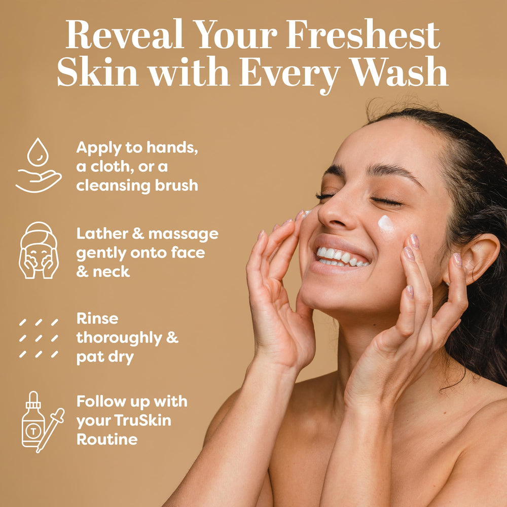 TruSkin removing light makeup to cleanse without stripping skin