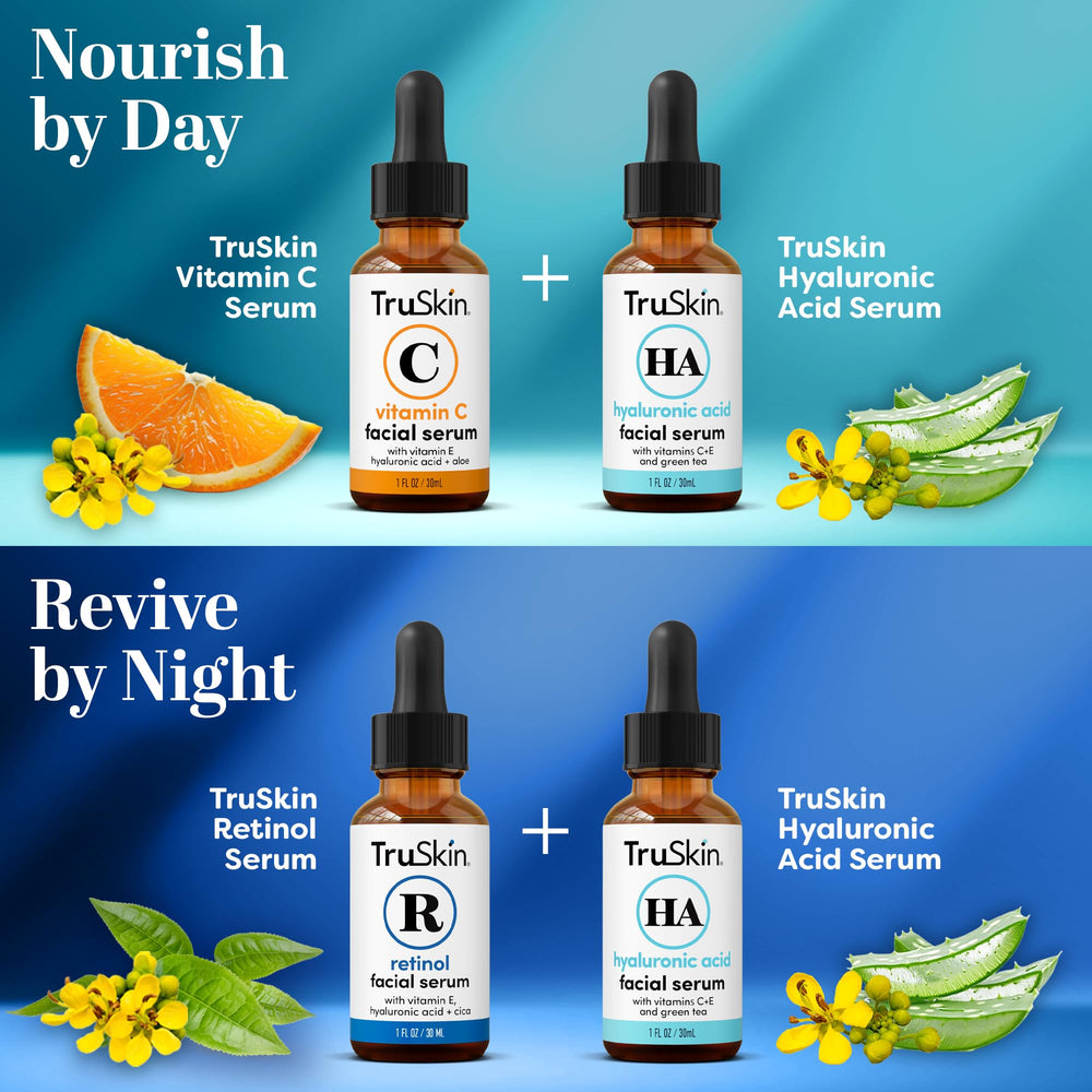 TruSkin Retinol serum dropper closeup showing precise dosing and nighttime renewal