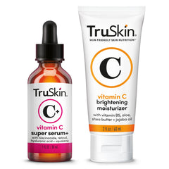 TruSkin front packaging showing both serum and moisturizer for clear routine benefits