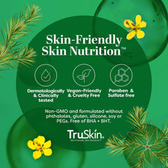 TruSkin tea tree oil ingredient close-up highlighting botanical source and clarifying support