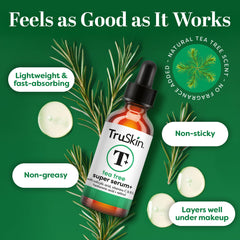 TruSkin serum texture on hand illustrating lightweight, non-greasy finish for comfortable layering