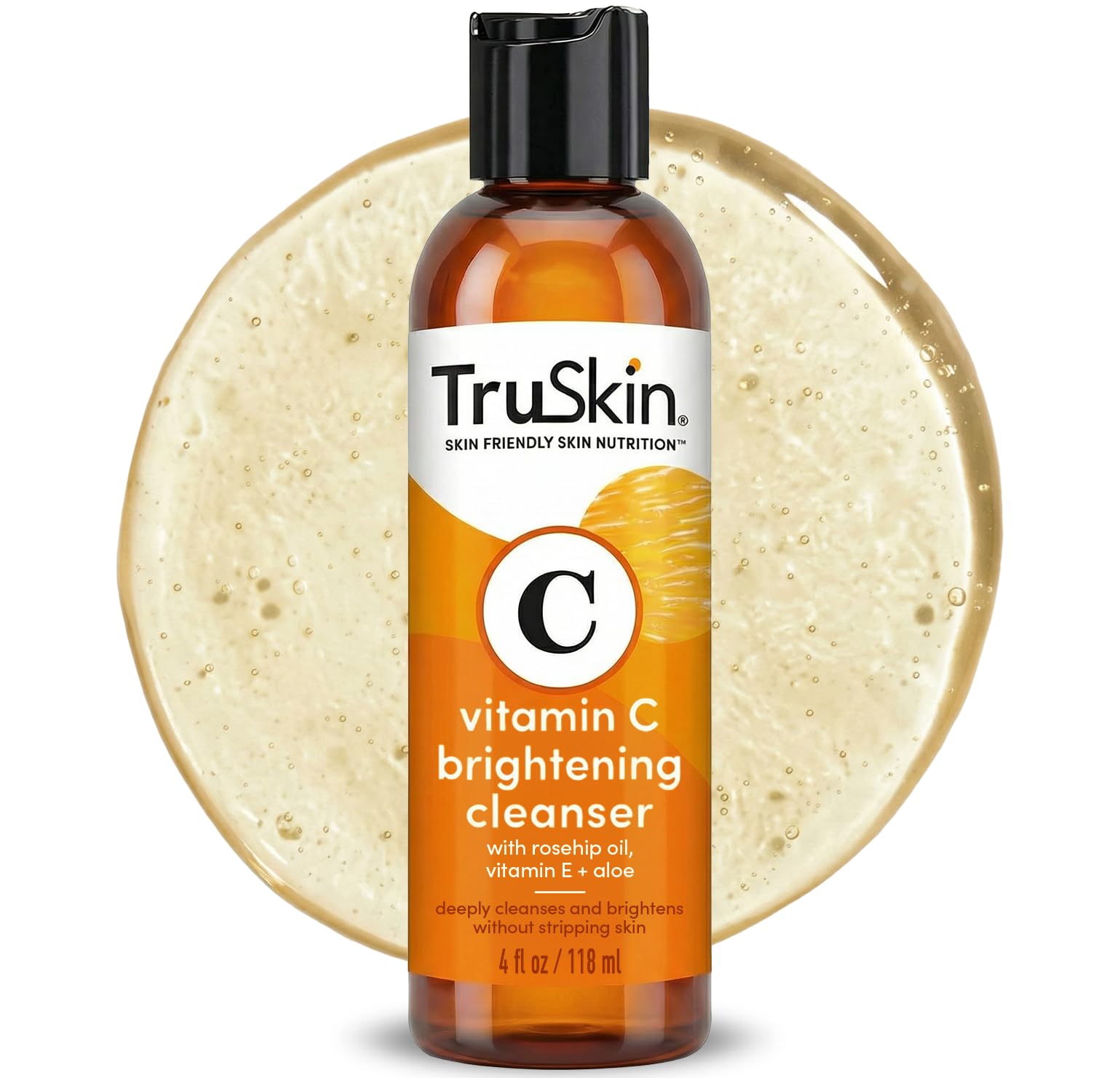 TruSkin front bottle view showing clean label and 4 fl oz size benefit