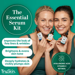 TruSkin Vitamin C serum pump detail highlighting easy application and daytime brightening
