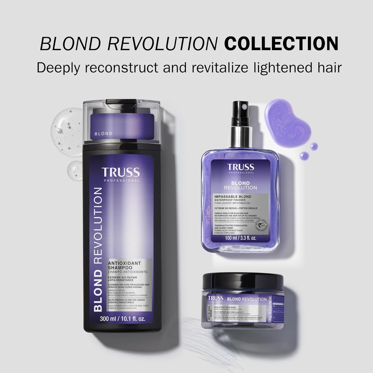 TRUSS before and after hair comparison showing brighter, less oxidized blonde
