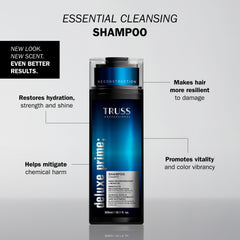 TRUSS shampoo bottle angled view highlighting design and size