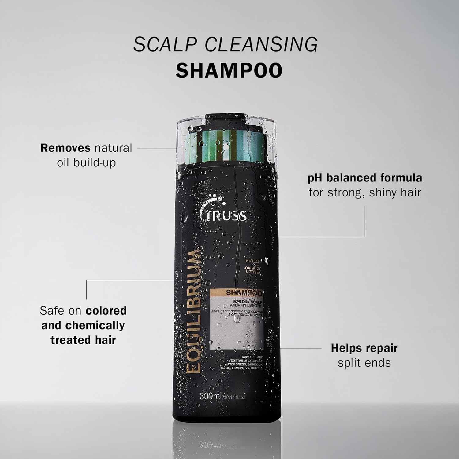 TRUSS back label with ingredients and usage, highlights color-safe formulation