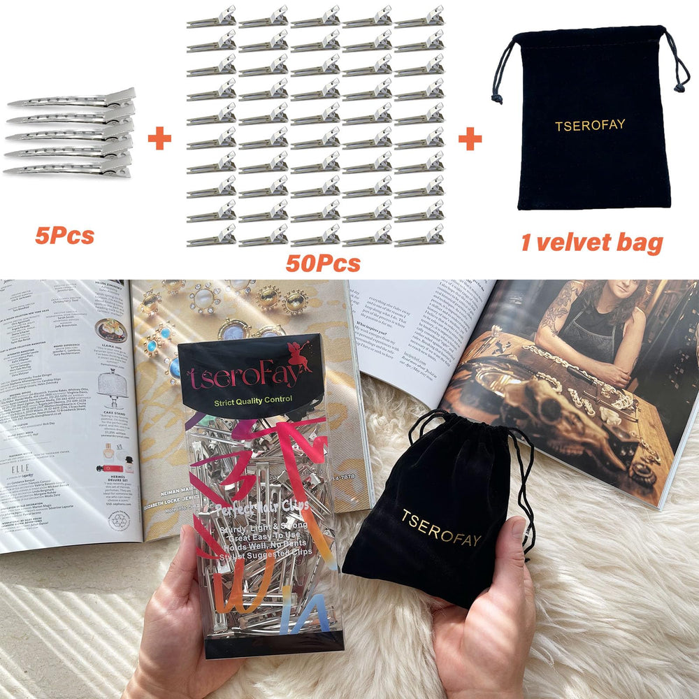 TSEROFAY velvet pouch with clips inside, convenient storage for portability and organization
