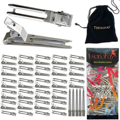 TSEROFAY front pack showing 55 silver metal hair clips and pouch, organized for travel