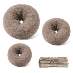TsMADDTs front packaging showing three tan brown bun makers and pins for quick styling