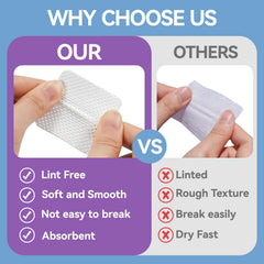 TsMADDTs stack of 540 lint-free wipes emphasizing clean, fiber-free nail prep
