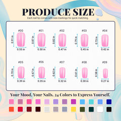 TsMADDTs size chart and presized tabs organized for quick size selection