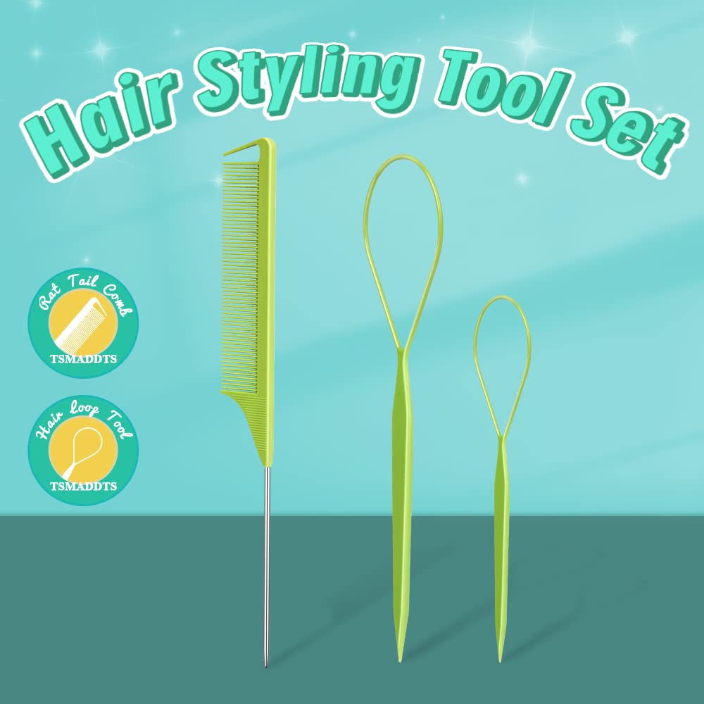 TsMADDTs topsy-tail tools and rat-tail comb displayed to speed styling