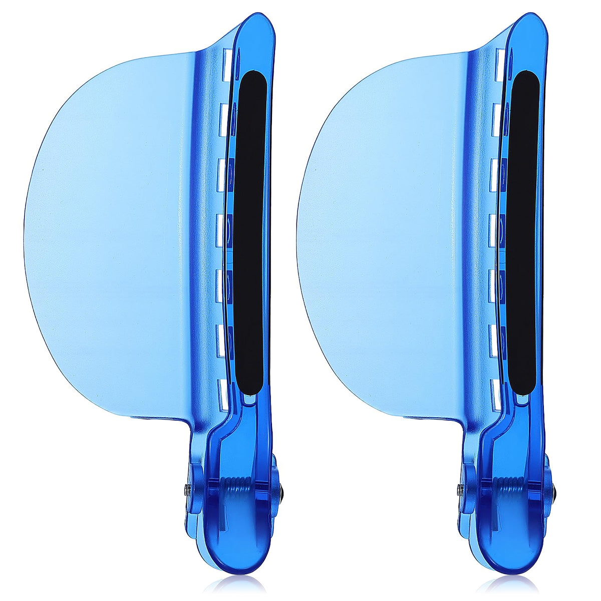 Tucnoeu front view of both blue clips showing compact pair and professional look