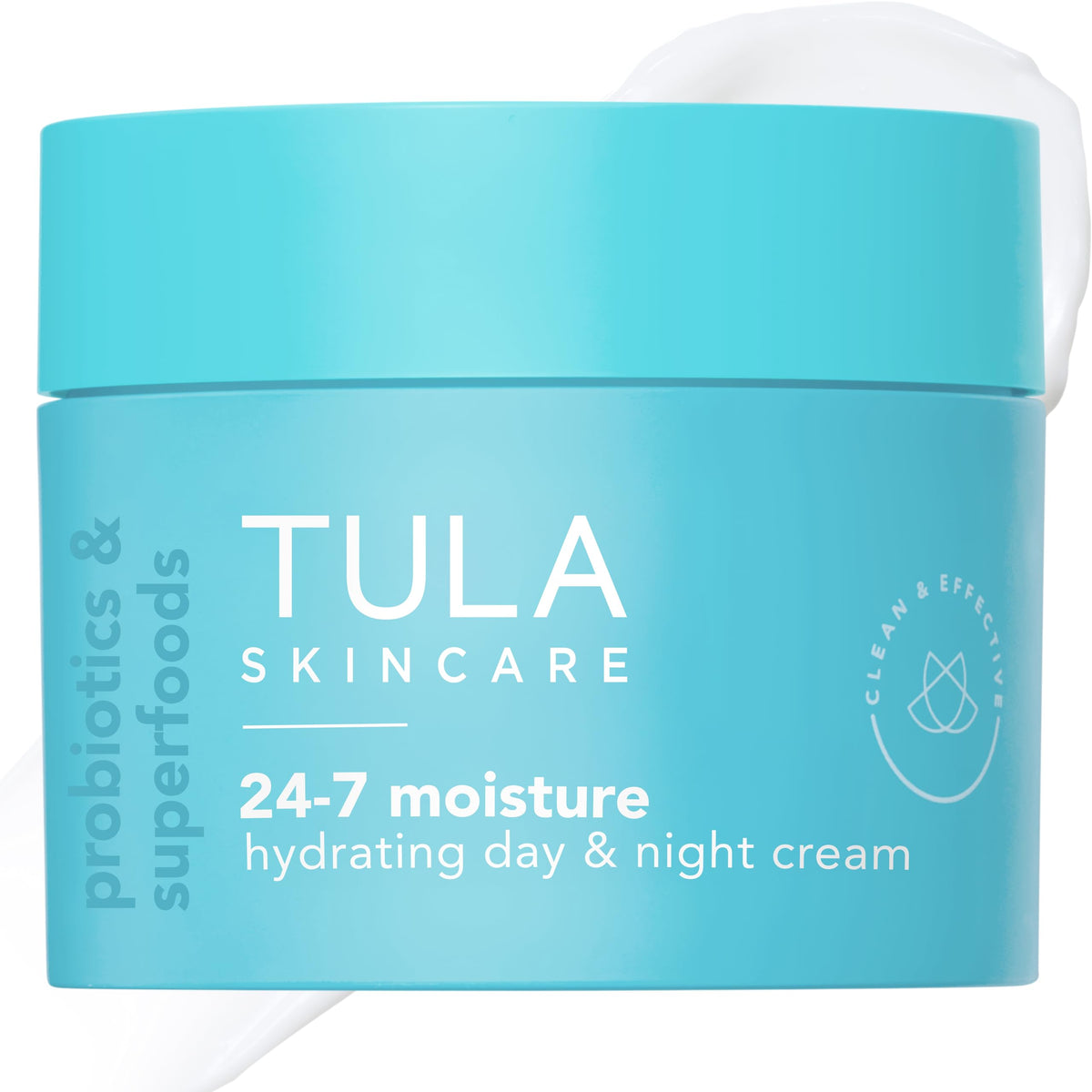 TULA front jar view showing product branding and size benefit