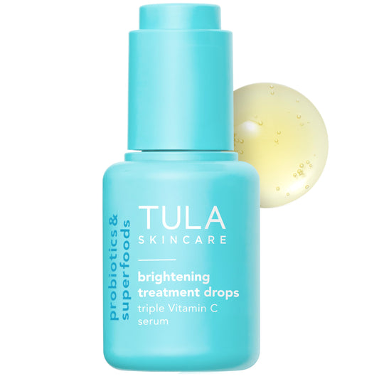 TULA front bottle view showing sleek packaging and brightening benefits