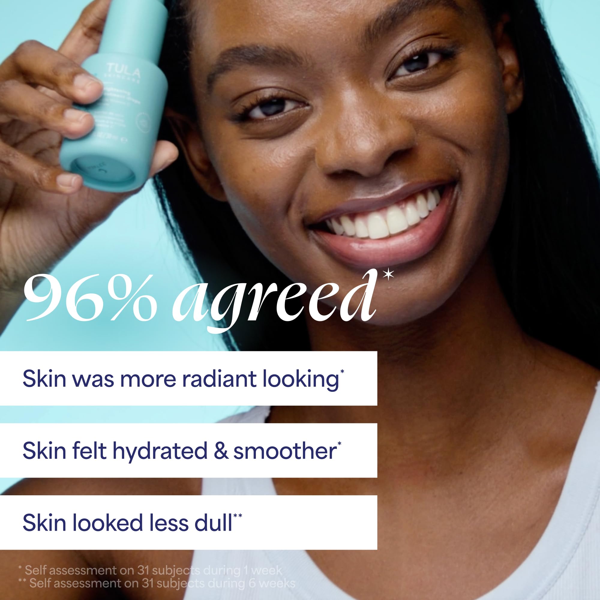 TULA drops applied before moisturizer demonstrating layering routine benefit