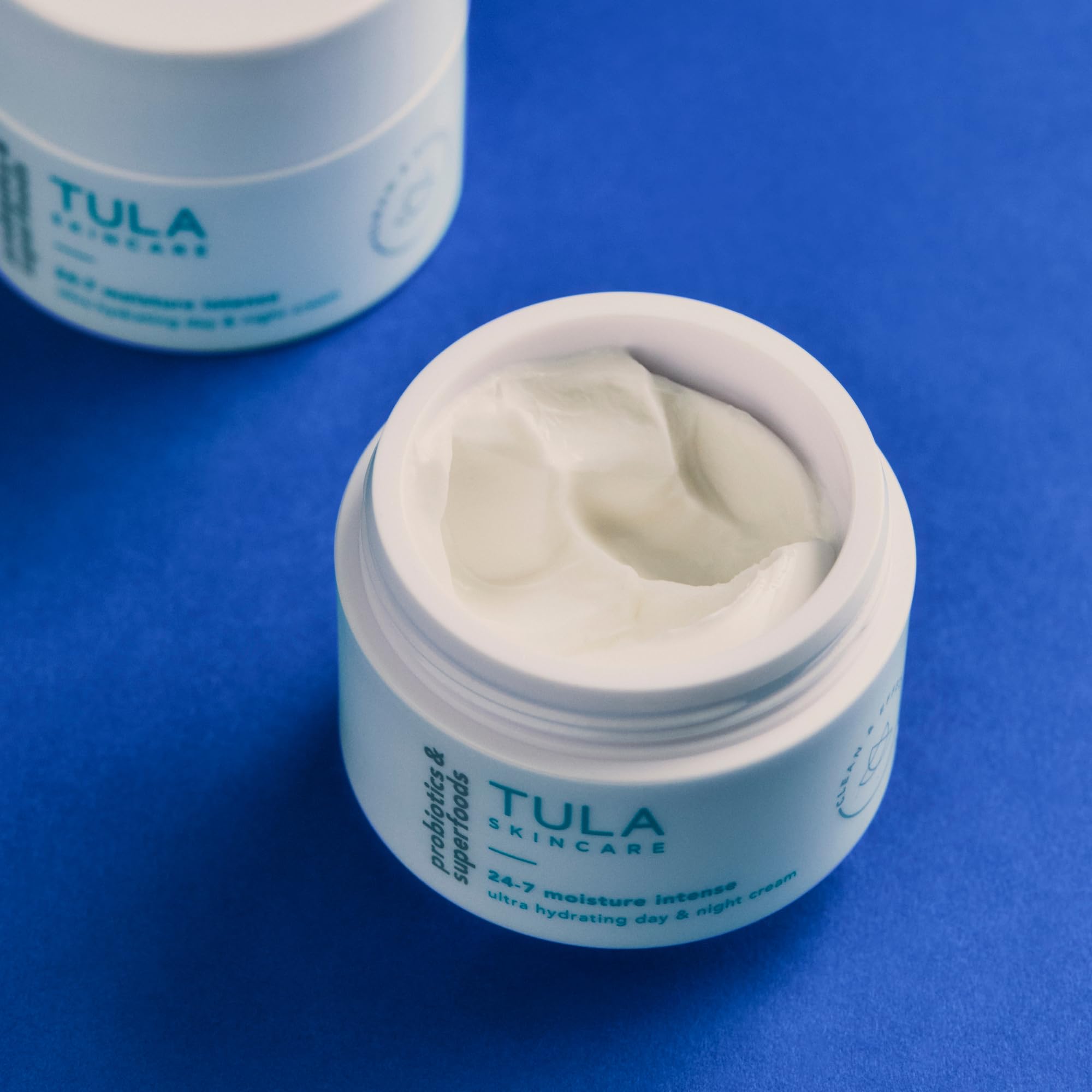 TULA jar top view open revealing creamy formula and easy scoop benefit