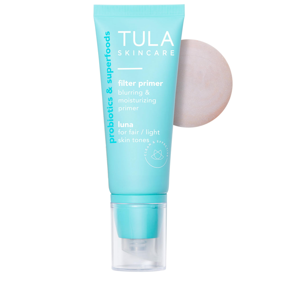 TULA Luna front packaging showing sleek primer bottle and brand
