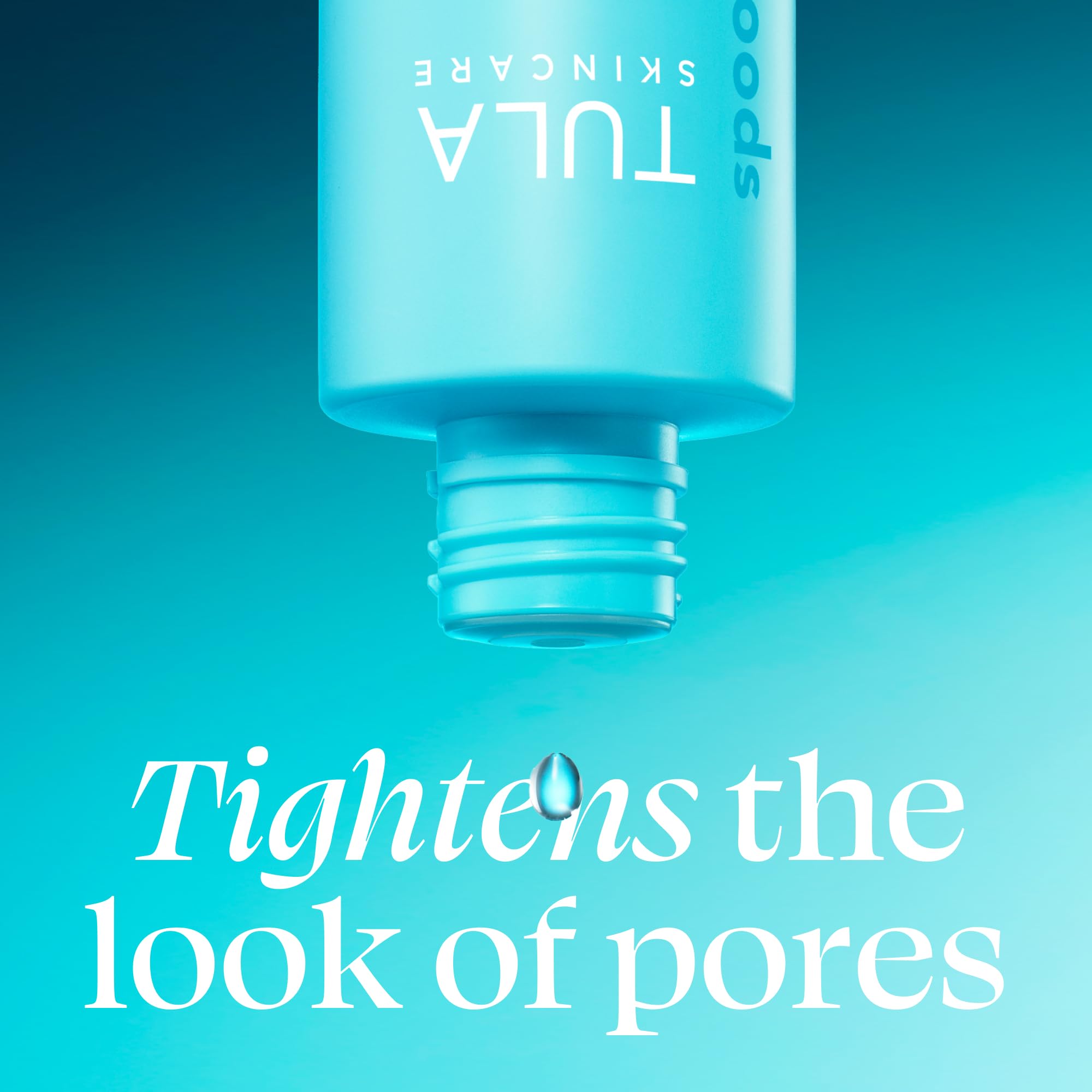 TULA mini clarifying tonic gel texture swiped on skin showing smooth hydrating finish