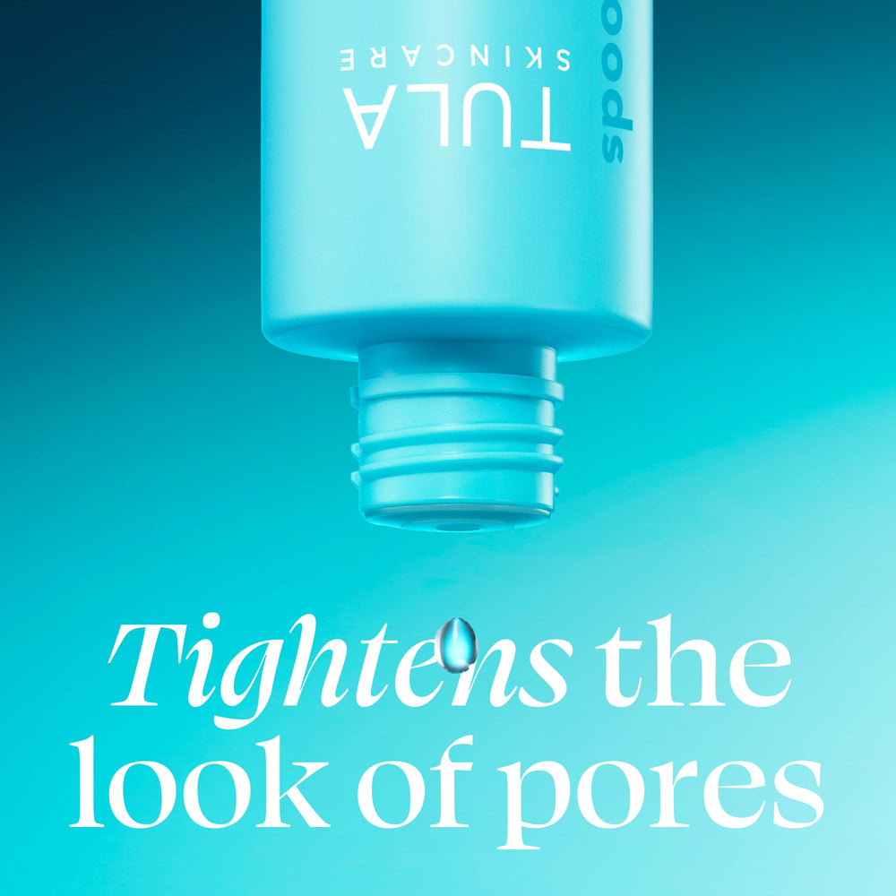 TULA mini clarifying tonic gel texture swiped on skin showing smooth hydrating finish