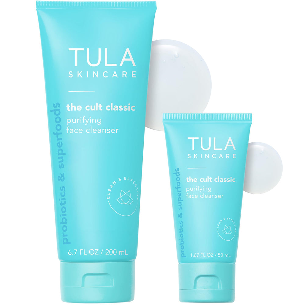 TULA front packaging showing cleanser duo and clear labeling for easy use