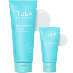 TULA front packaging showing cleanser duo and clear labeling for easy use
