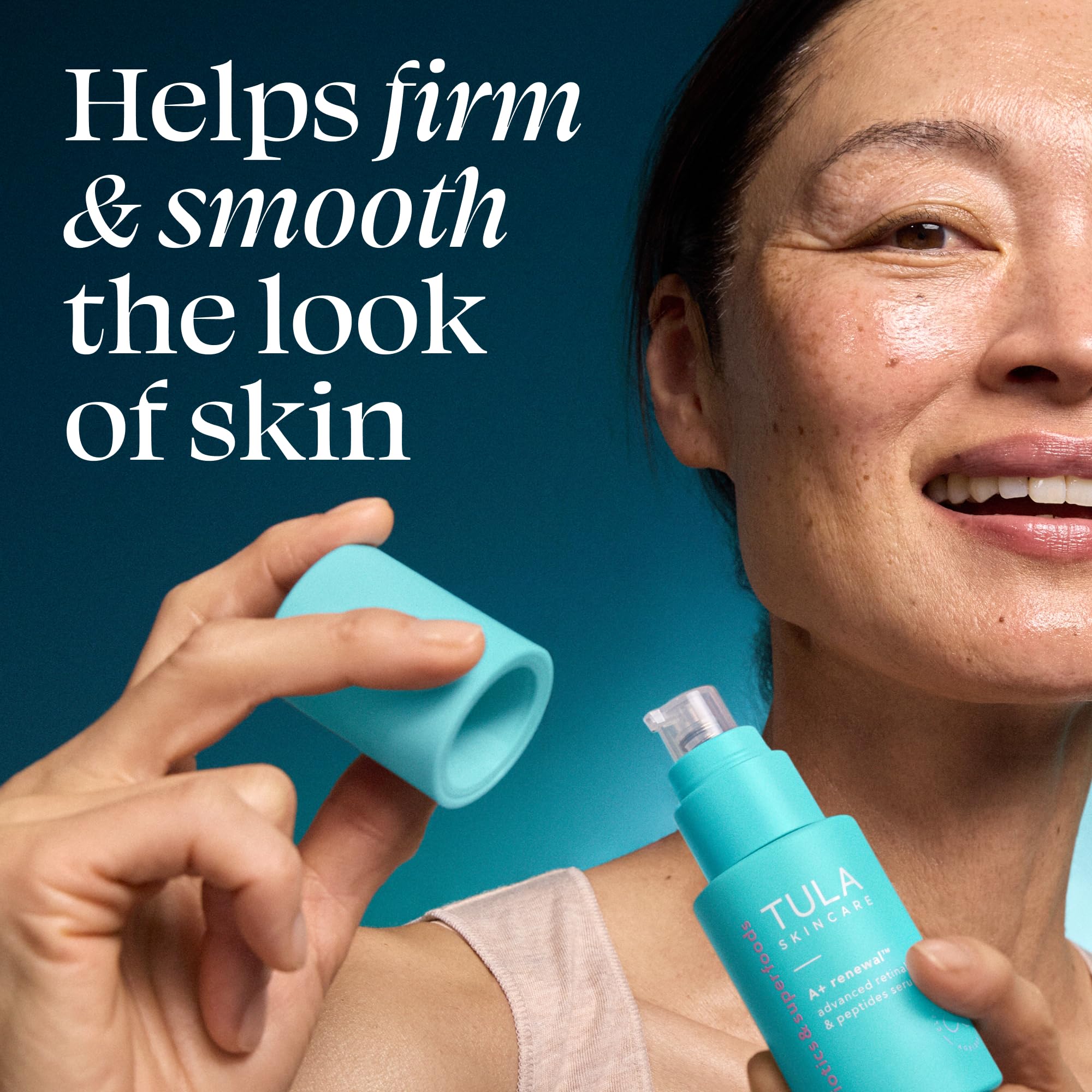 TULA serum drop on hand highlighting smooth hydrating texture benefit
