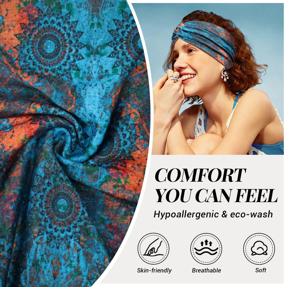 Tumurup headband in use during yoga demonstrating secure fit and sweat management