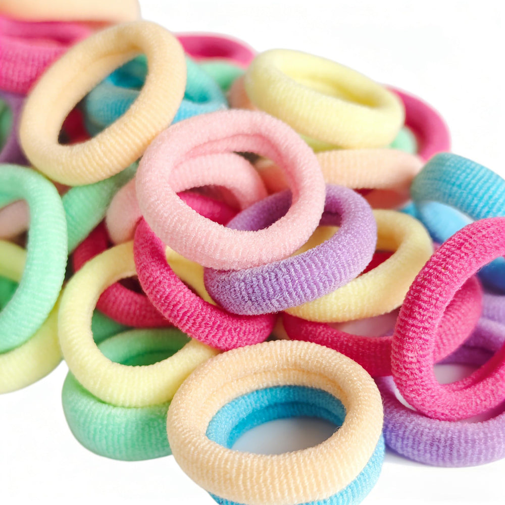 Tunbao front pack of 500 mini hair ties showing multicolor assortment and bulk value