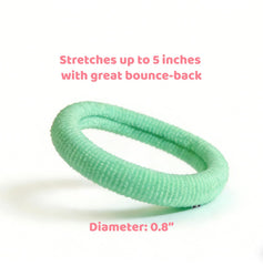 Tunbao single mini hair tie next to ruler showing 0.8 inch size for tiny ponytails