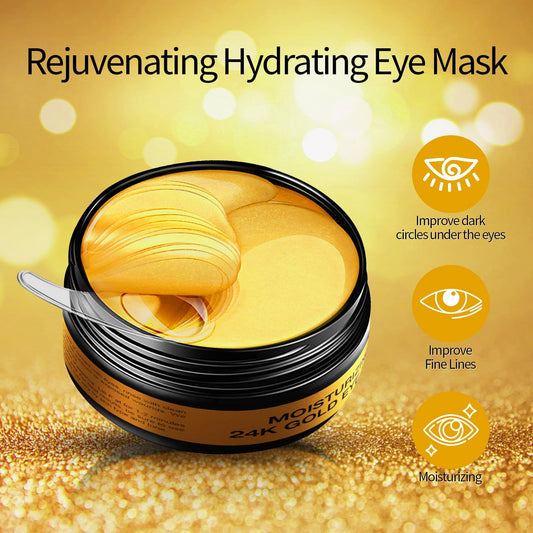 Tunbot close-up of gold-infused eye patches showing shimmer and targeted coverage