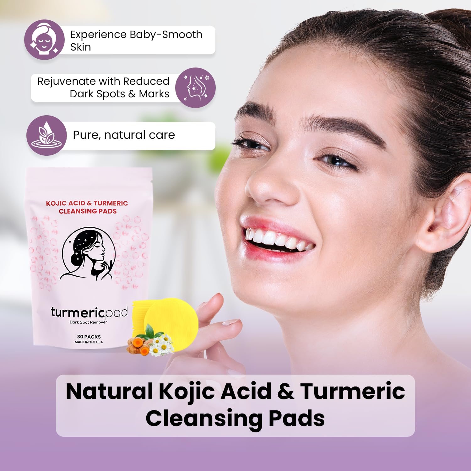 Turmeric Pad resealable pouch open highlighting travel-friendly freshness