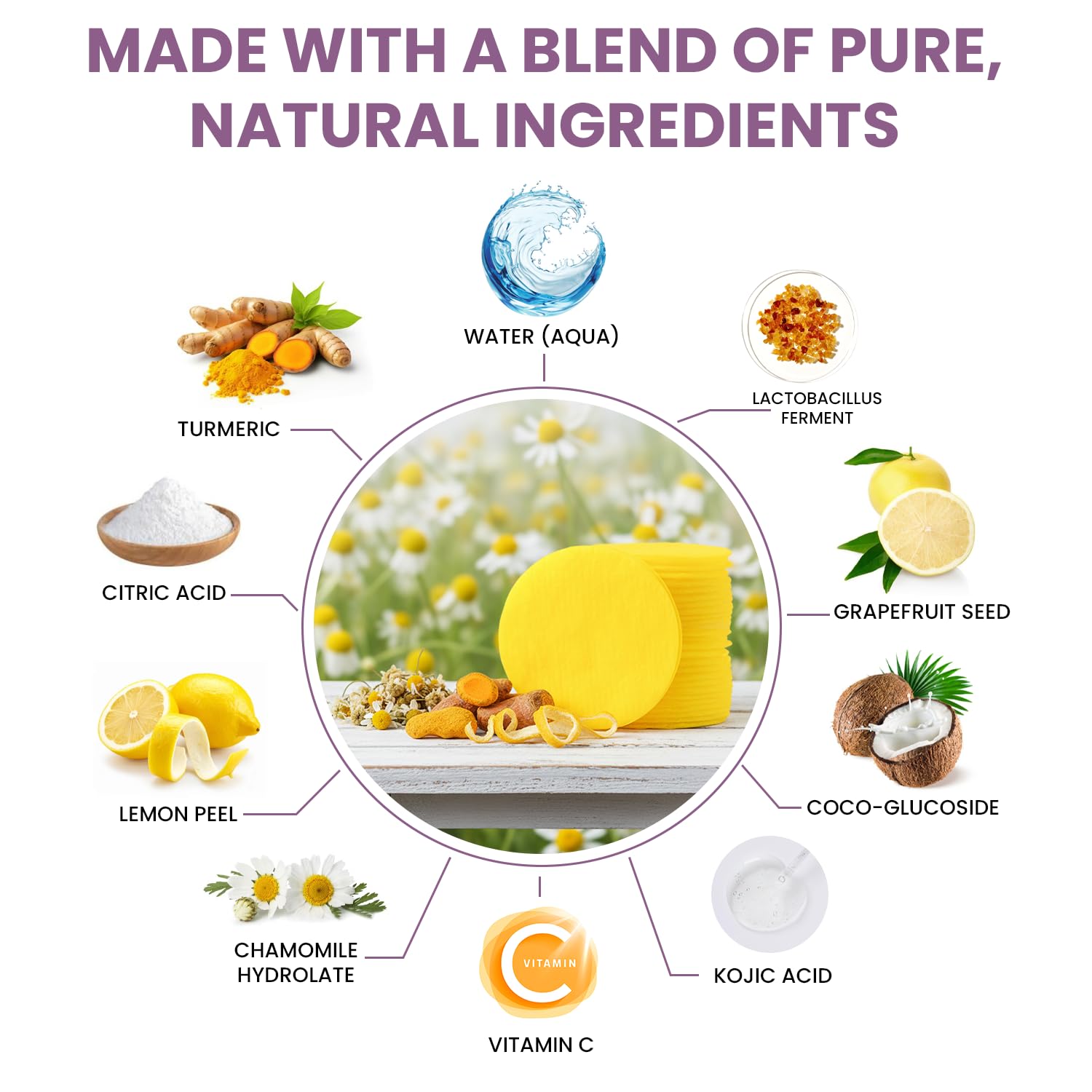 Turmeric Pad soaked pad displaying solution and ready-to-use convenience