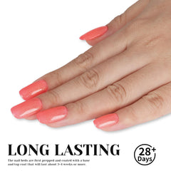 TUTUYU brush stroke showing smooth coral glitter texture for easy application