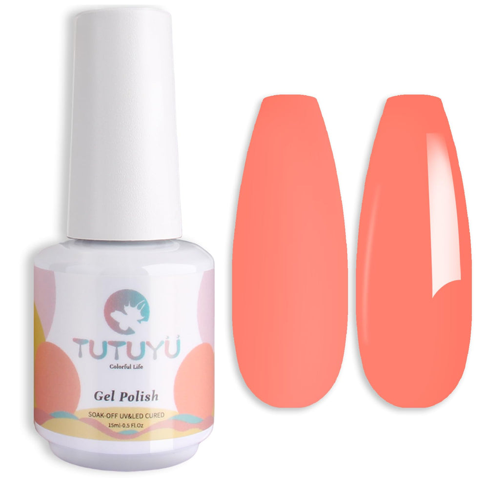 TUTUYU manicure in summer setting showing vibrant coral for outdoor looks